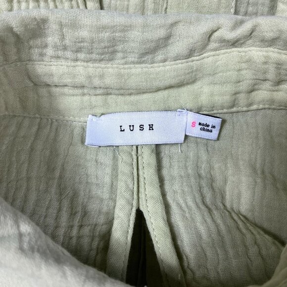 Lush Cotton Gauze Open Back Long Sleeve Top Womens S Chartreuse Boho Cottage - Picture 8 of 12